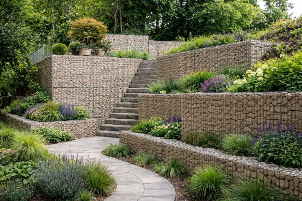 Gabionenmauer erhöhen